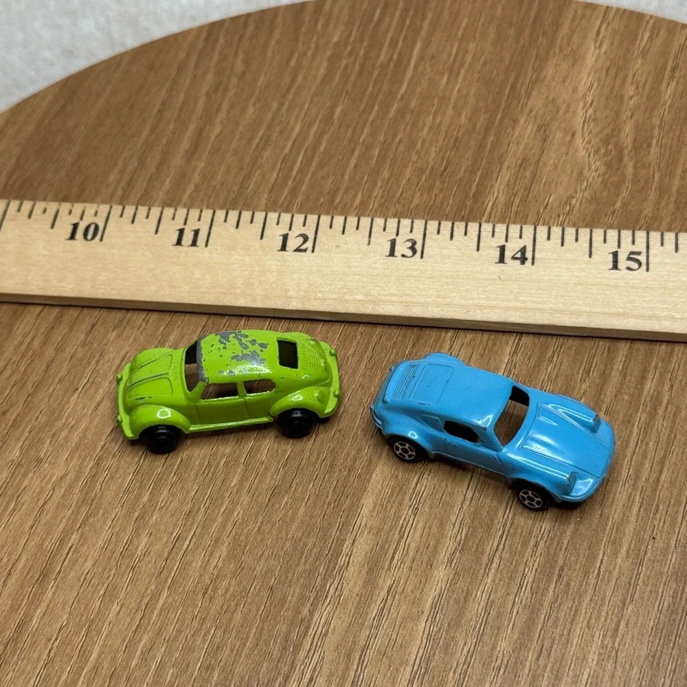 VTG Mini Toy Cars Hong Kong Green Beetle‎ Totsie Blue Porche 911 Diecast 70's